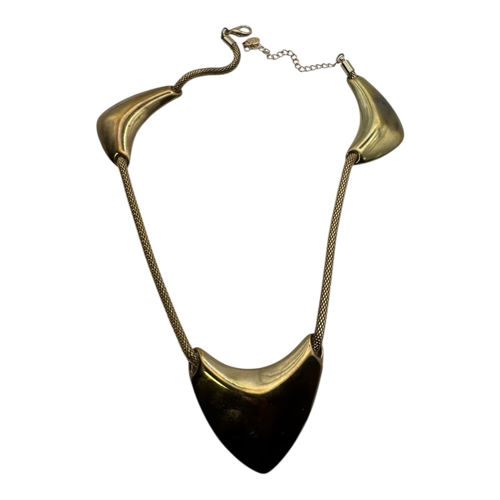 ALDO Statement Necklace Gold Tone Sculptural Bib Mesh Chain Modernist
